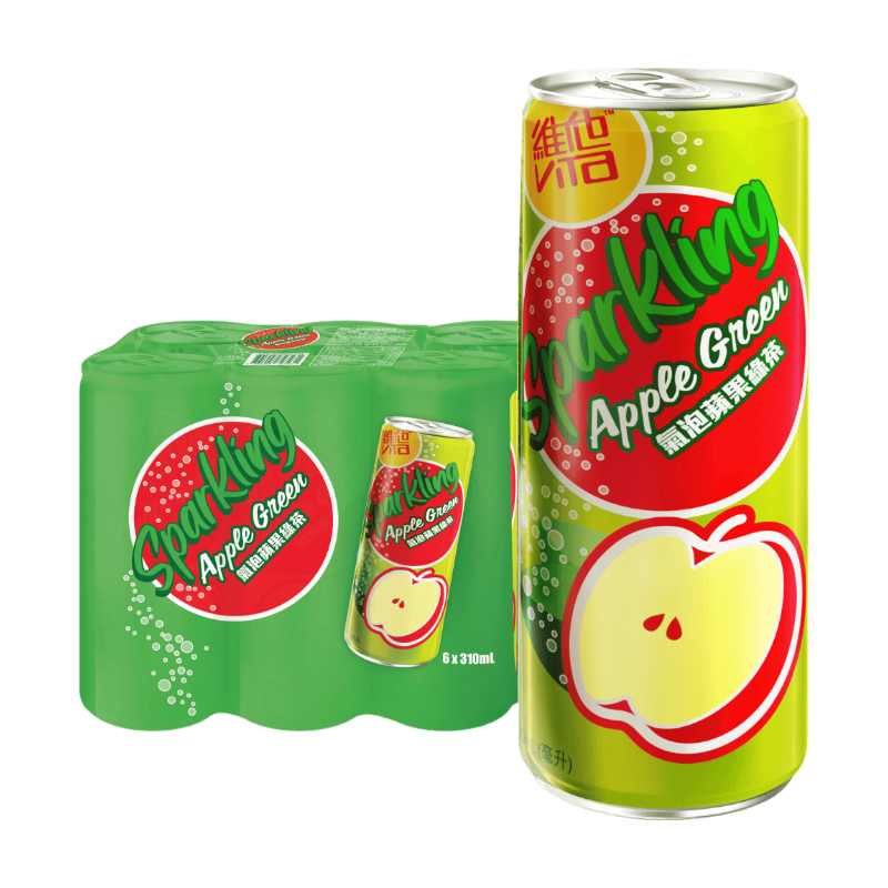 VITA bruisende groene thee met appel 6 x 310 ml