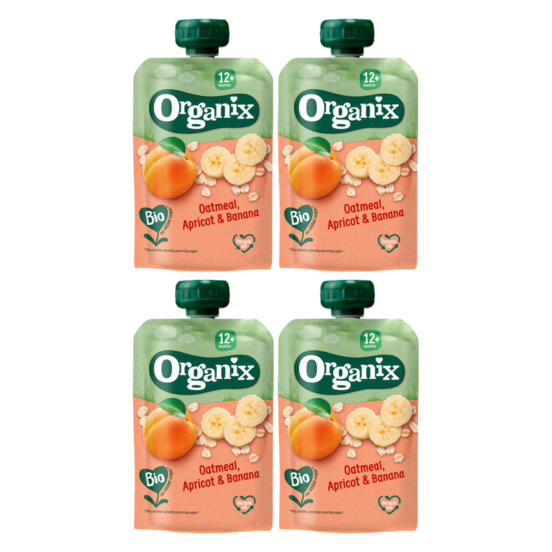 Organix Fruits à presser Avoine, abricot et banane 12 m x 100 g * 4