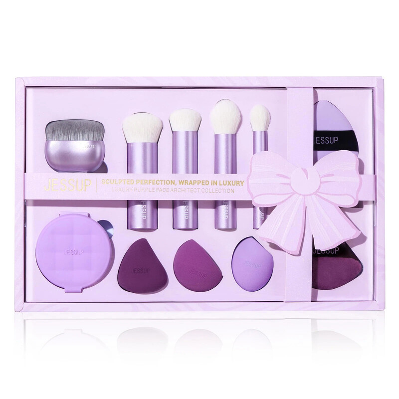 Jessup Make-up-Pinsel-Set mit Gesichtspinseln und Make-up-Schwamm