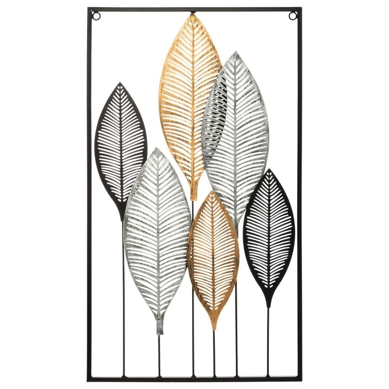 Atmosphera Metalen Wanddecoratie Floglia Blad - Multikleur, 37 x 65 cm