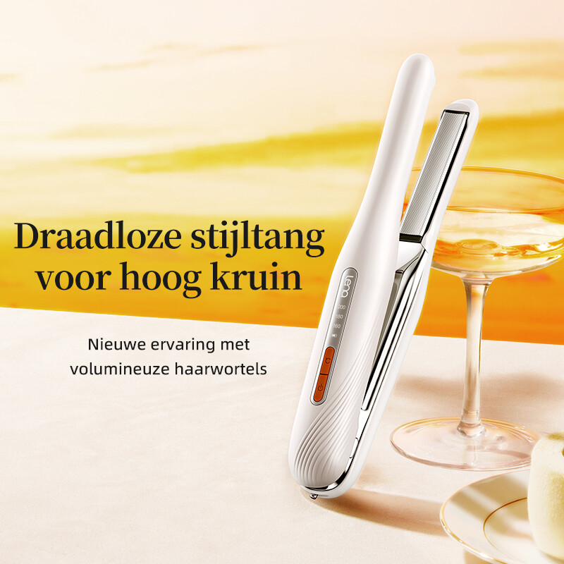 Lena draadloze stijltang met 12 mm gebogen plaat, MCH-verwarmingstechnologie, volumegevend, hoog topmodel, 150 g