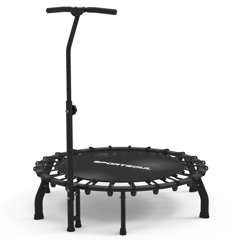 SPORTSOUL 42 inch ronde fitness trampoline met elastische weerstandsbanden, ruimtebesparende indoor fitnessapparatuur, maximaal gebruikersgewicht 120 kg