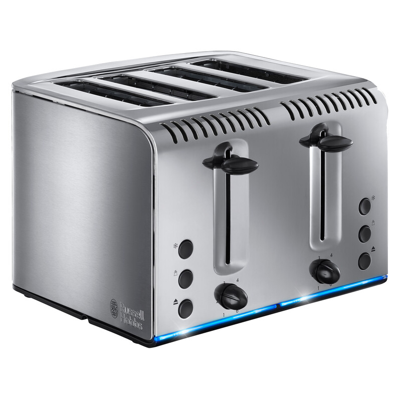 Russell Hobbs Buckingham Classics 4 Slice Toaster, Extra Wide Slots, Brushed Stainless Steel - 20750
