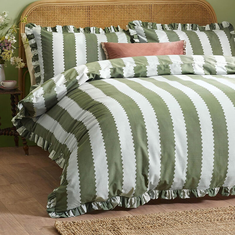 Duvet Cover Set Bridie Green/Mist Double