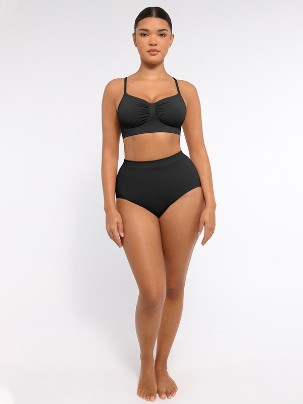 Best-Selling Everyday Seamless Comfortable Wireless Ruched bust Anti-Sag Bra Unlined