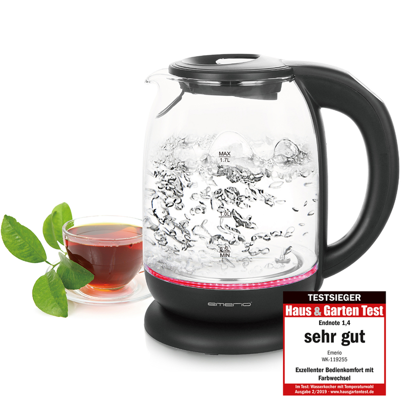 Emerio Waterkoker met Temperatuurregeling 1.7 Liter - LED Verlichting - Oververhittingsbeveiliging en Automatische Uitschakeling - Water niveau indicator - Elektrische Waterkoker 2…
