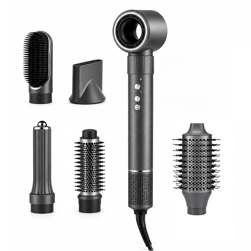 ochama Hair Styler, Haar‑Styler‑Set mit Haartrockner, 6 Aufsätze, 110.000 U/min, Negativ‑Ionen‑Haarpflege, Lockenstab, Glättkamm & Ovalbürste
