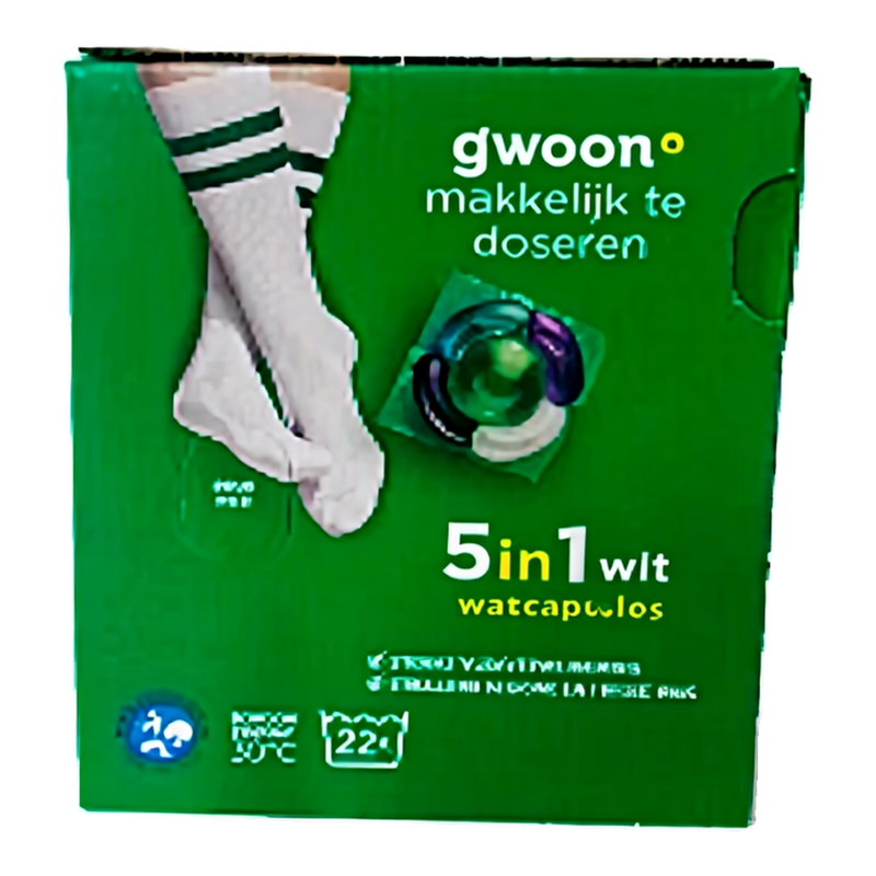G'woon wascapsules voor witte was, doos, 22 stuks