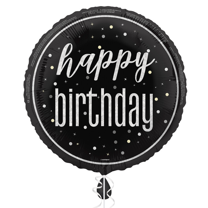 Unique Party Unique Glitz Birthday Balloon, Black, 45Cm