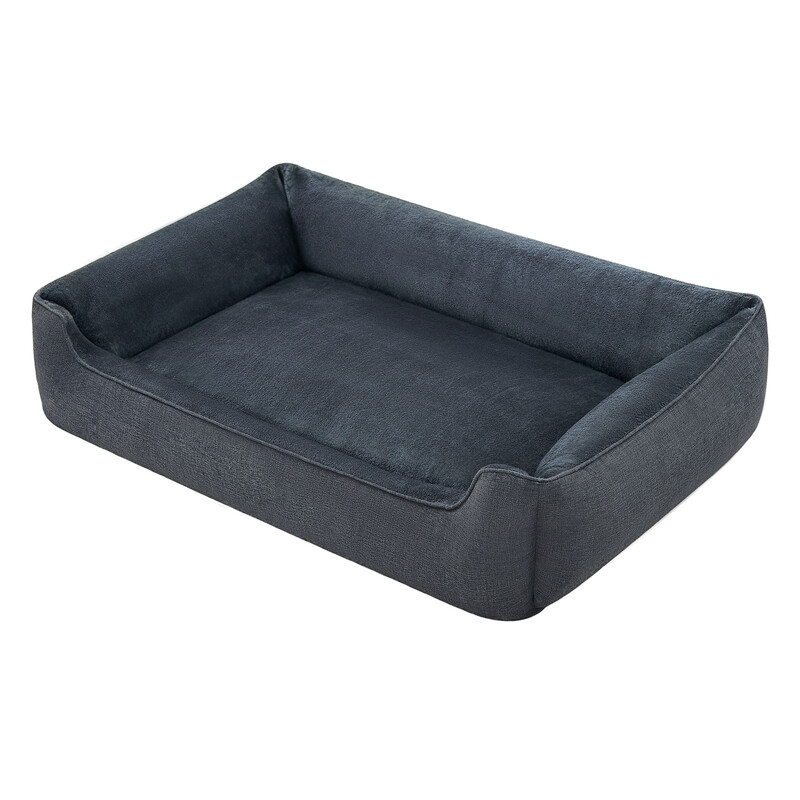 SONGMICSHOME Linen-Look Dog Bed with Raised Edges, Easy to Clean, Dark Grey