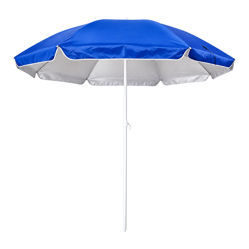Strandsonnenschirm 180 cm gestreift achteckig UV50 silberbeschichtet neigbar Fiberglasstreben tragbarer Outdoor-Sonnenschirm mit Tragetasche für Garten Terrasse Pool Marineblau oder Dunkelgrün Farbe zufällig