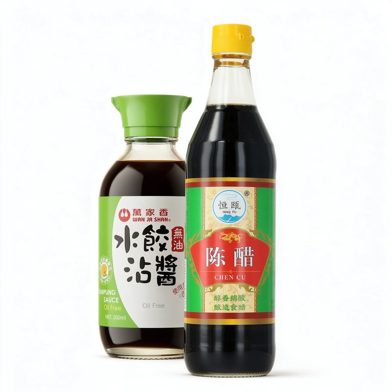 [Hengou + Wan Jia Xiang] Zhenjiang gerijpte gerstazijn + dumpling dipsaus combipakket