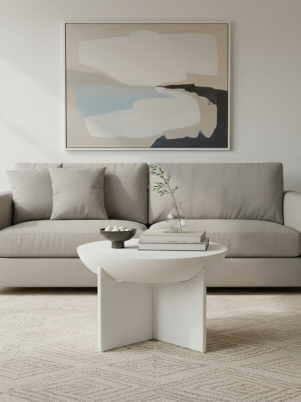 Fifty Five South Coffee Table Walsa Cross Base Solid Mango Wood Whitewash