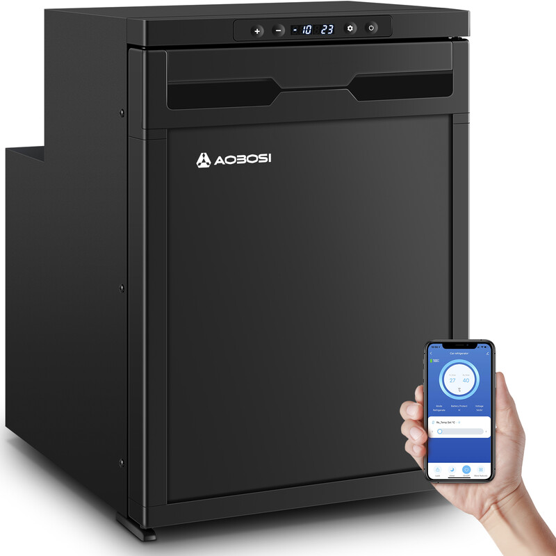 AAOBOSI 45 L RV koel-vriescombinatie met app-bediening, draagbare compressor auto-koelkast voor campers, motorhomes, boten, SUV's en kamperen