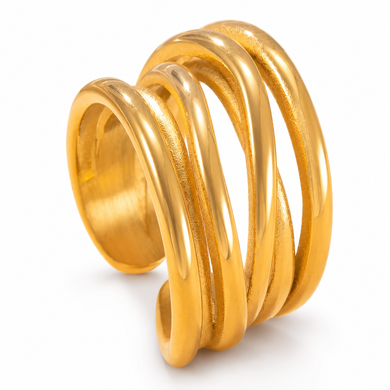 VoxorAI mehrlagige Spiral-Breitringe, Ringe, offene Ringe, verstellbare Ringe, für alle Jahreszeiten