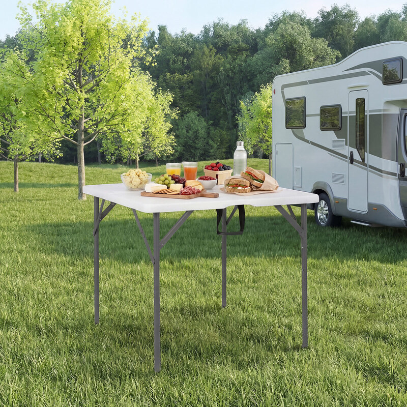 Costway Heavy Duty Indoor Outdoor Folding Card Table with Carry Handle for Patio-White