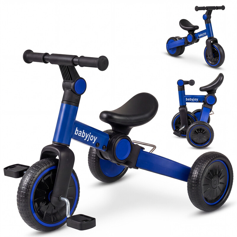 5-in-1 kinderfiets/loopfiets, met afneembare pedalen - Blauw