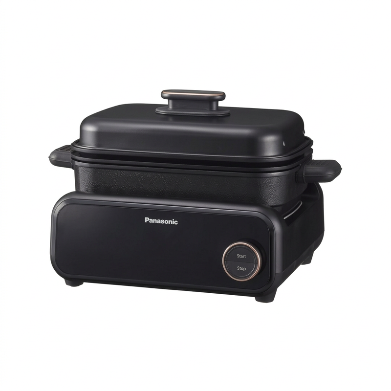 Panasonic NF-GM400KXE 4-in-1 Multifunctionele pan Zwart Tafelgrill Stoompan Bakplaat Rookvrij voor binnen 9 temperatuurstanden