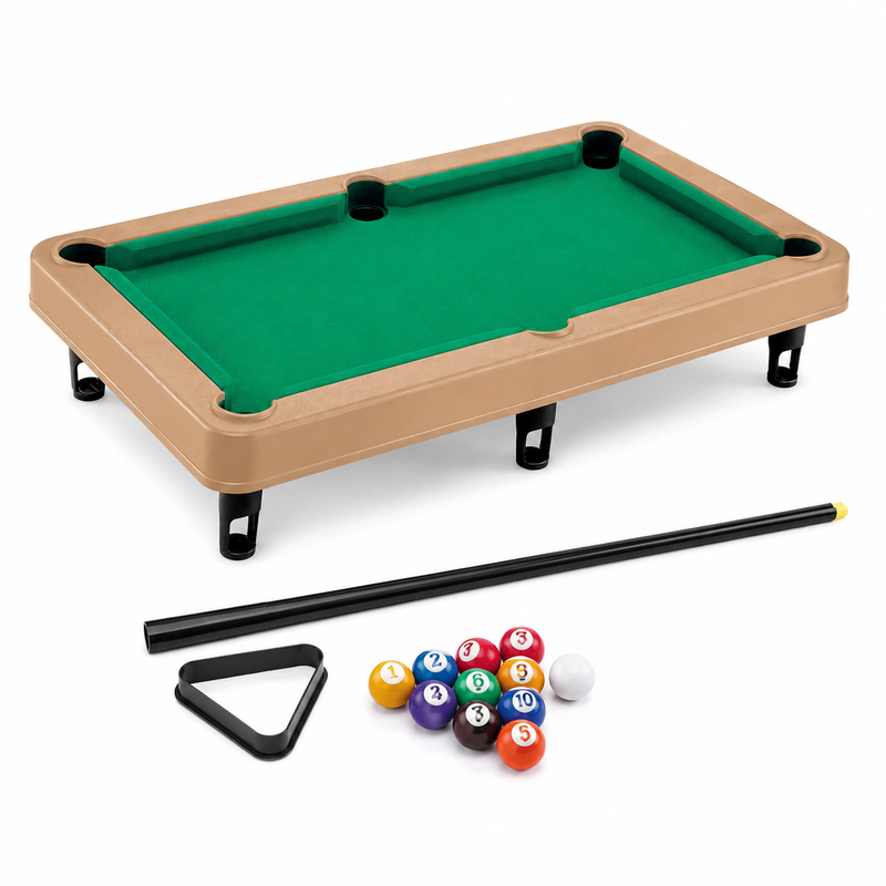 Mini-Tischkicker-Set mit Queues, Bällen und Dreieck, 1 Set