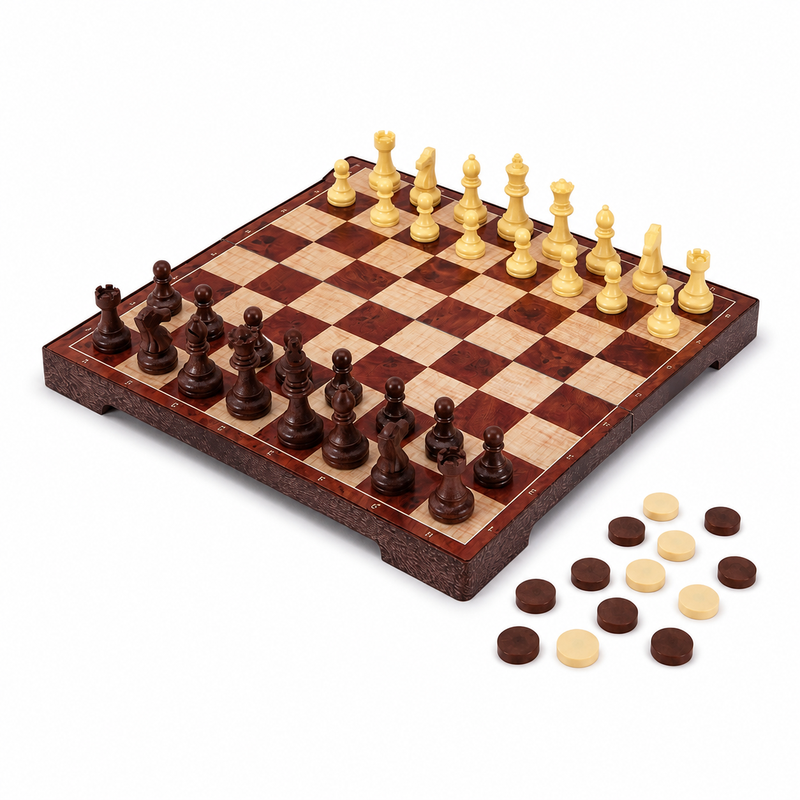 Pädagogisches Schachbrett-Spielset für Kinder braune Figuren