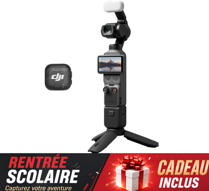 【Rentrée-scolaire】DJI Osmo Pocket 4 Combo Créateur, caméra de vlog avec stabilisateur Pocket Gimbal, capteur CMOS 1 pouce et 4K/240 ips, stabilisation 3 axes, zoom 2x sans perte, plage dynamique de 14 stops, stockage interne de 107 Go, poignée avec filetage 1/4 pouce