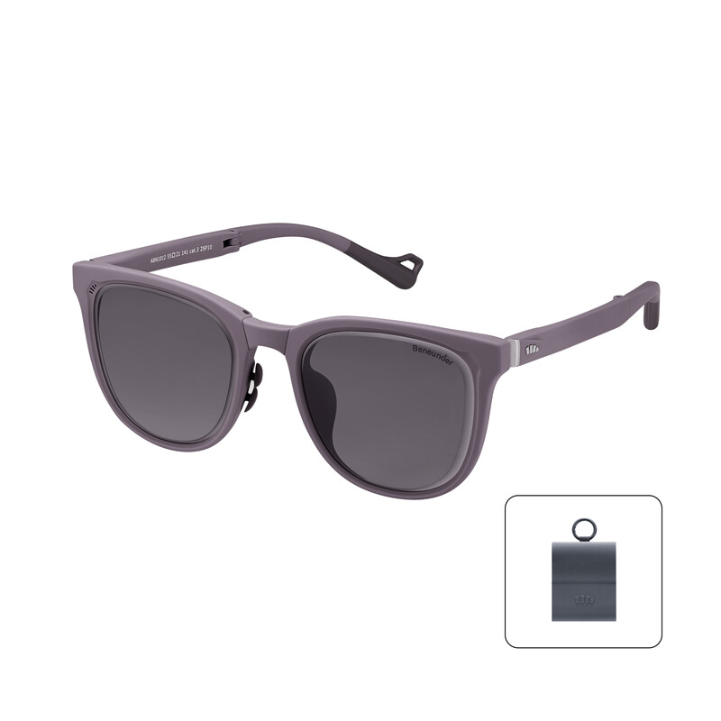 Beneunder Faltbare Sonnenbrille mit Boston-Rahmen, Originalfarben, Modell FD01h – Mattes Violettgrau (Rahmen) + Violettgrau (Gläser) – Größe F (Einheitsgröße)