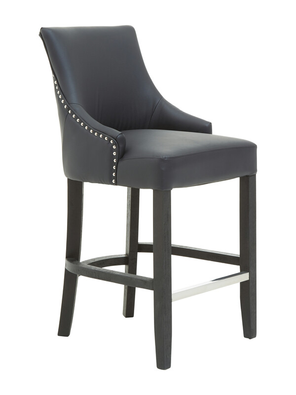 Bar Stool Kensington Townhouse Studded Faux Leather Black