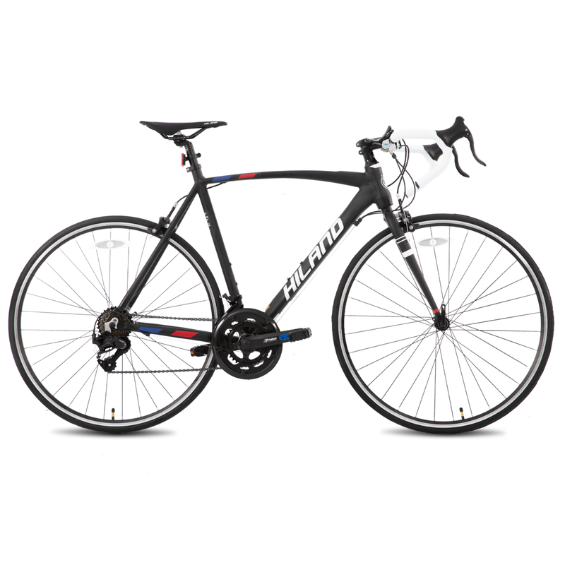 Hiland, Alience, 700C Adult Road Bike, leichtes Rennrad für Damen und Herren, City-Bike, 14-Gang-Schaltung, Schwarz, M