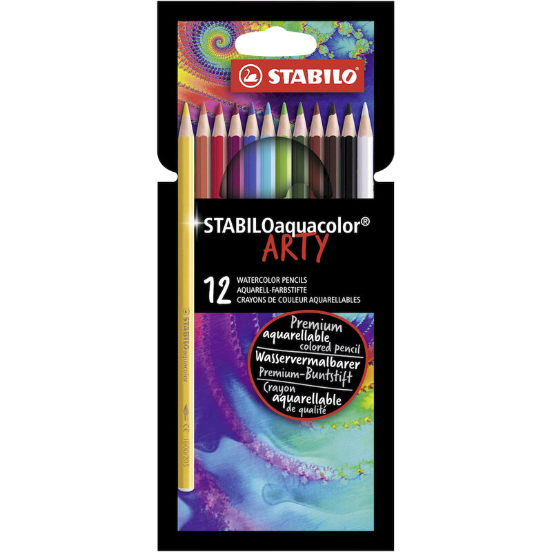 Aquacolor - Aquarellable Colouring Pencil - ARTY - Pack of 12 - Assorted Colours