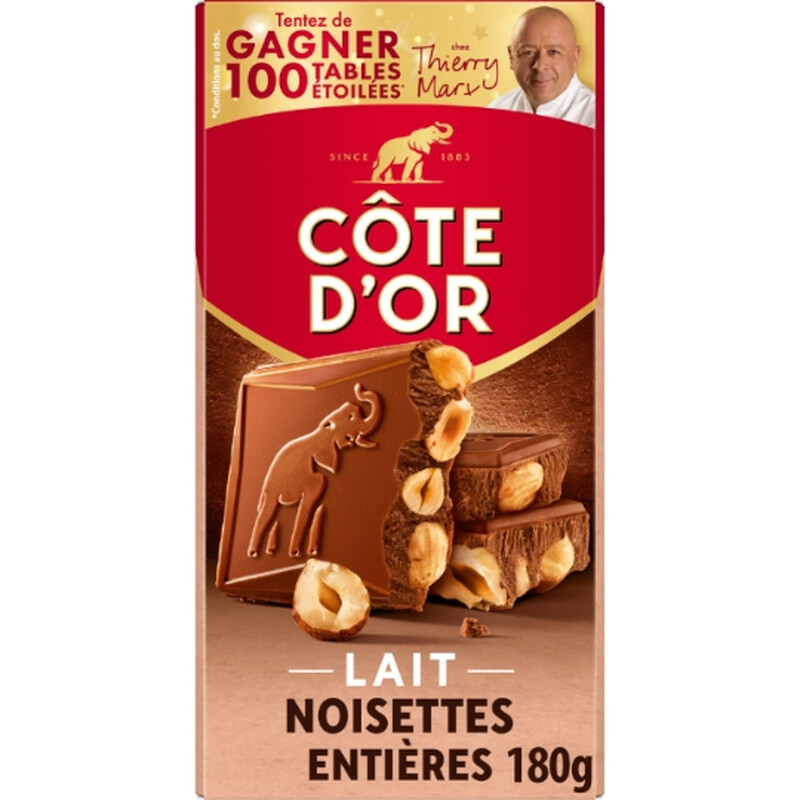 Tablette De Lait Noisettes Entières Cote D'or La Tablette De 180 G