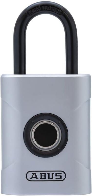 ABUS Touch 50 Fingerprint-Vorhängeschloss, Schlüsselloser, wetterfester Schlosszylinder, IP66 & IP68 zertifiziert, Silber, 50 mm, für Zuhause, Fitnessstudio, Büro & Garten