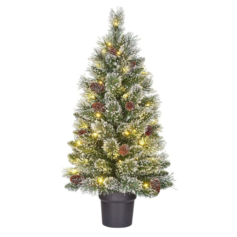 Vandans Weihnachtsbaum potted led gruen frosted 40L TIPS 96 batteriebetrieben - h90xd48cm