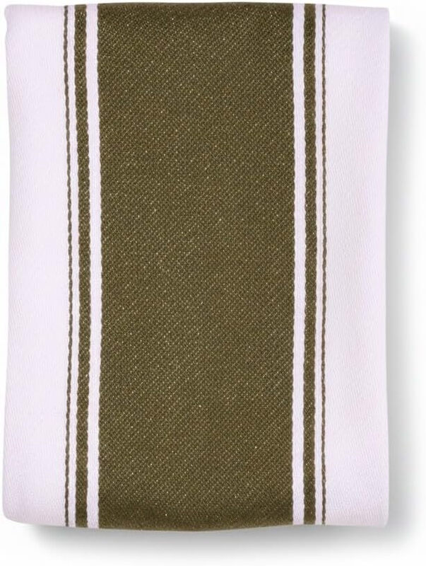 Tea Towel Love Colour Striped 100% Cotton Olive Green 45x70cm