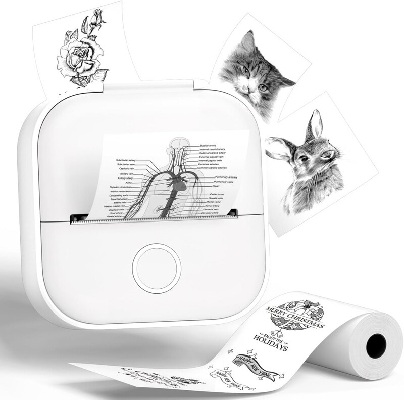 Phomemo T02-WH Portable Mini Wireless Printer | Compact White Thermal Printer for Study Notes, Stickers, & Lists