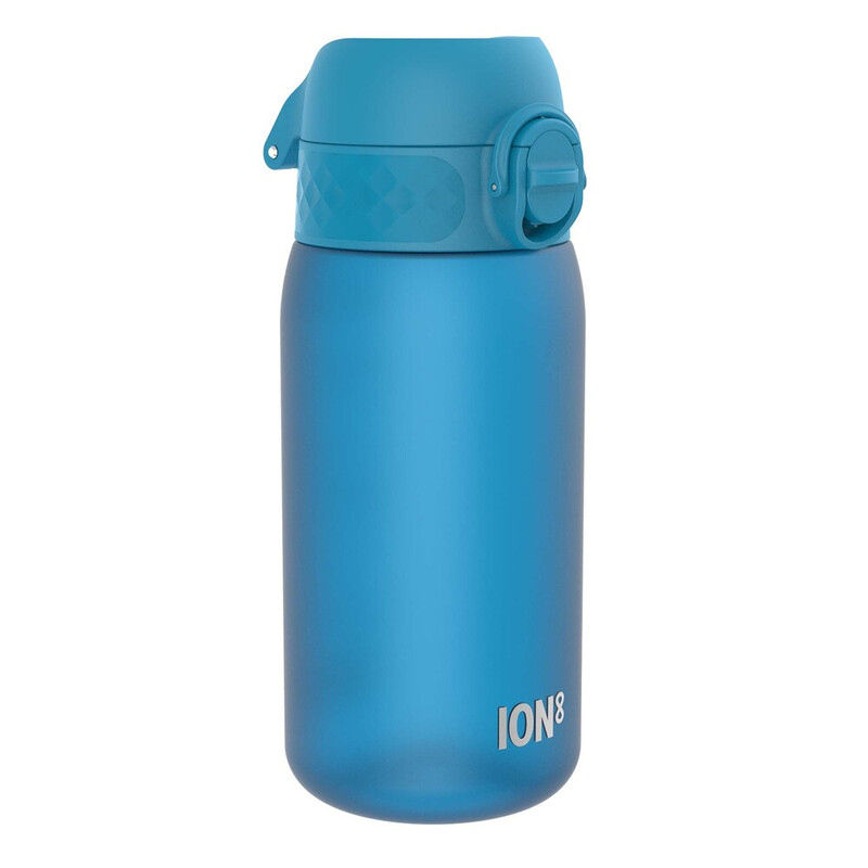 ION8 Waterfles voor kinderen, 350 ml/12 oz, lekvrij, eenvoudig te openen, veilige vergrendeling, vaatwasserbestendig, BPA-vrij, draaggreep, hygiënische flip-dop, eenvoudig te reinigen, geurloos, CO2-neutraal, blauw