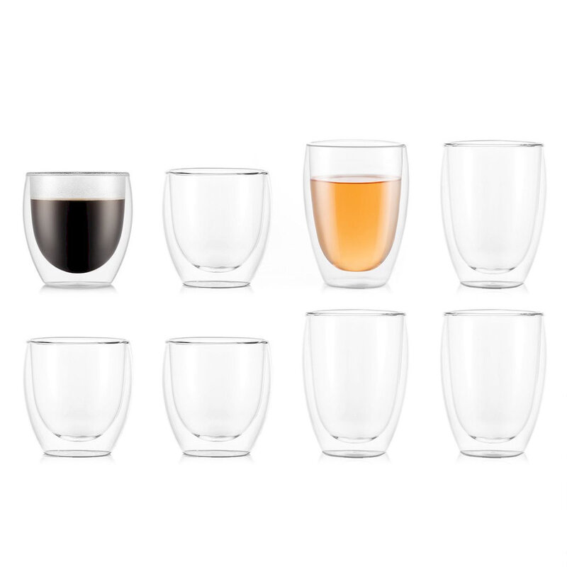 PAVINA Glasses Set of 8 - 4 x 0.25L & 4 x 0.35L - Double Walled Thermo Glasses