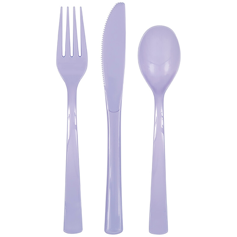 Unique Plastic Cutlery, Lavender, 18 pack
