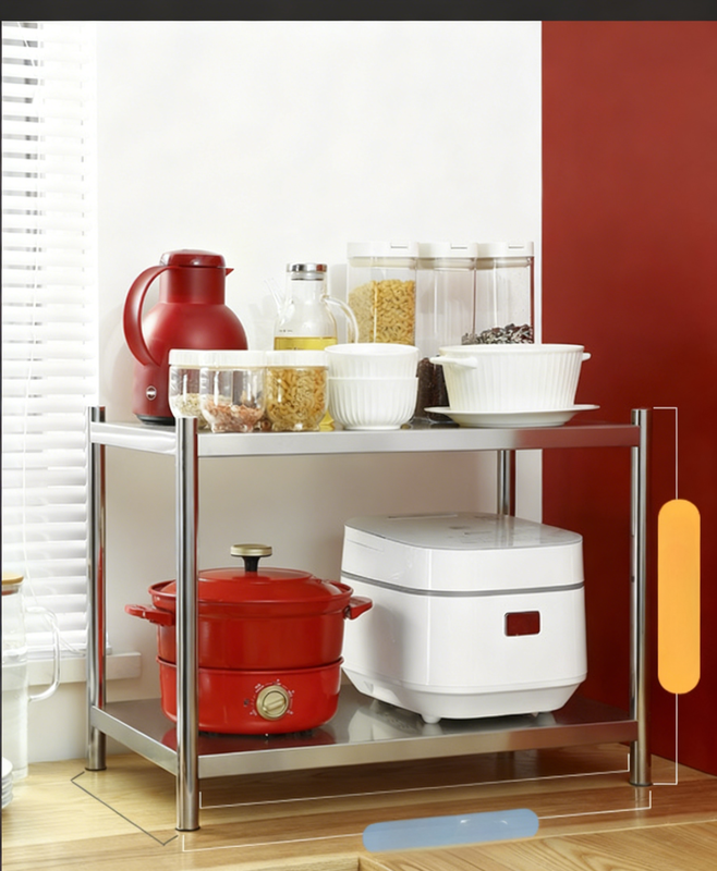 Double Layer Kitchen Countertop Microwave Stand Appliance Organizer Rack Pull Out Sli