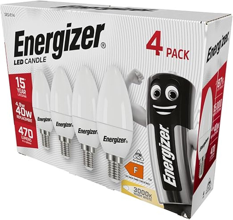 Light Bulbs LED Candle Frosted E14 Warm White 60W Non-Dimmable 4 Pack
