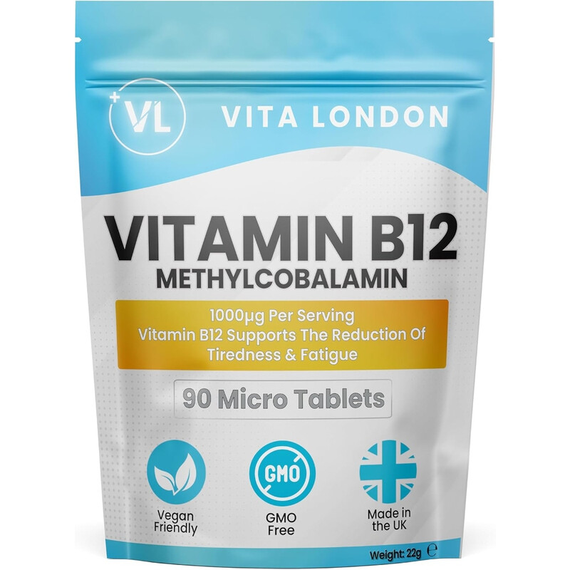 Vl Vita London Vita London Vitamin B12 Methylcobalamin 1000Ug - 90 Tablets - Vegan - Energy Metabolism Support Supplement