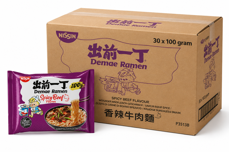 Instant Demae Ramen Noodle Pittig Rund, 30 x 100 g