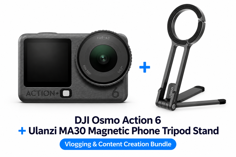 DJI Osmo Action 6 Standard Combo + Ulanzi MA30 Magnetic Phone Tripod Stand – Vlogging & Travel Value Bundle