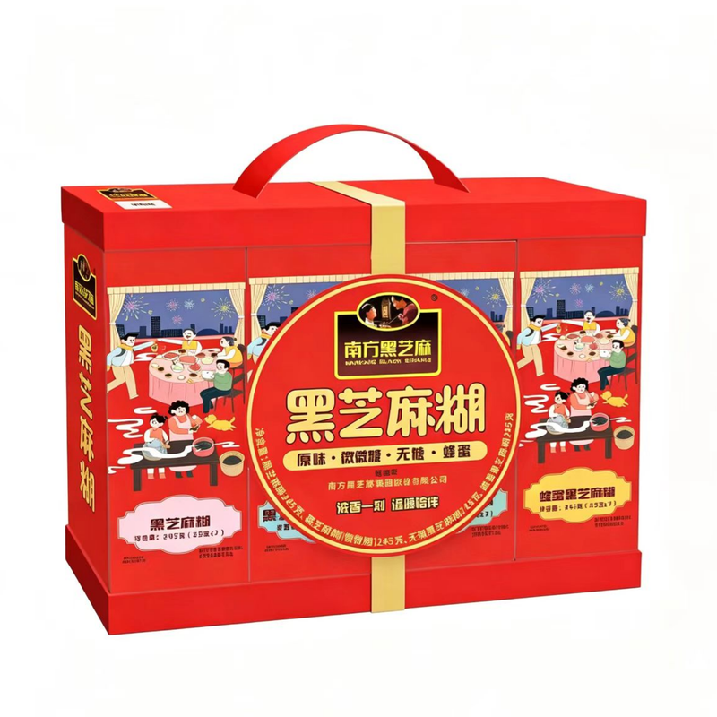 Nan Fang Zwarte Sesam Zwarte Sesampap Geschenkdoos 980 g Smaak Zwarte Sesampap Combinatie (Origineel, Suikervrij, Suikerarm, Honing)