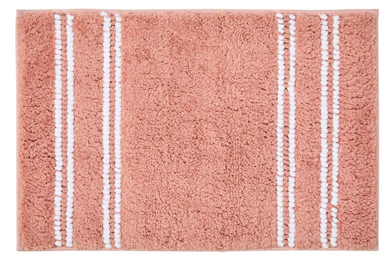 Bath Mat Soak Microfibre Tufted Stripe Dusty Pink 40x60cm