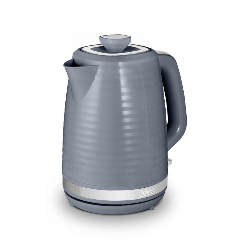 ​​​TOWER T10077GRY Saturn Kettle with Quick Boil, 1.7L, 3000W, Grey with Chrome Accen