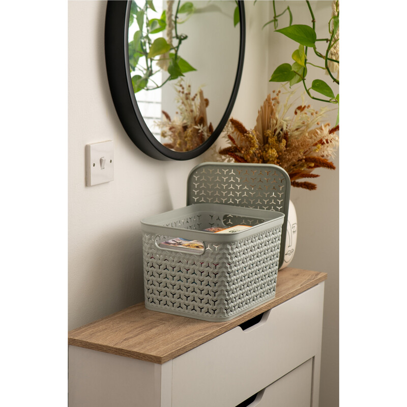 Strata Grey Urban Storage Basket & Lid 14L Cool