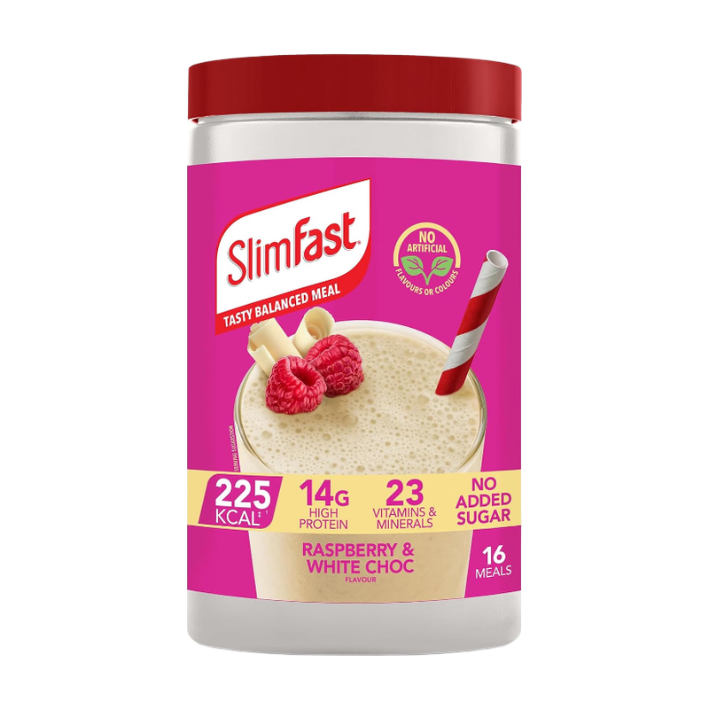 Slimfast White Meal Replacement Meal Support Shake Raspberry & Chocolate Flavour - 365G