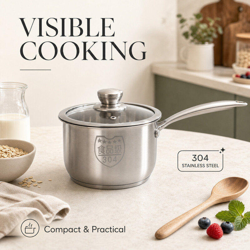 Pure Cook Purecook Stainless Steel Saucepan Series | 304 Stainless Steel | Saucepan With Steel Handle & Combined Lid