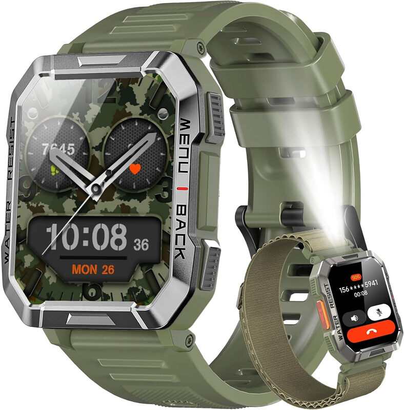 Blackview W60 Smartwatch Herren Fitnessuhr mit Telefonfunktion, Anrufe tätigen / entgegennehmen, Kompass, IP68 wasserdicht, Sportuhr mit 100+ Sportmodi, Herzfrequenz- und Schlafmonitor, Schrittzähler, Uhr für Android iOS