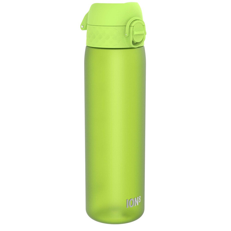 ION8 waterfles, 500 ml/18 oz, lekvrij, eenvoudig te openen, veilige vergrendeling, vaatwasserbestendig, BPA-vrij, hygiënische flip-dop, draaggreep, past in bekerhouders, eenvoudig te reinigen, CO₂-neutraal, groen